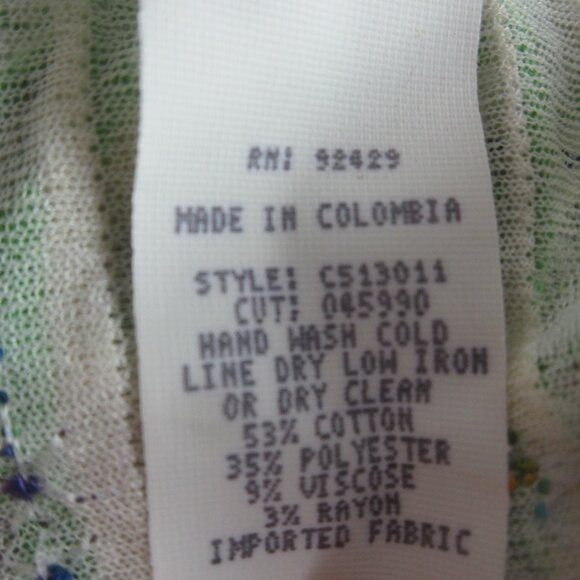 Canvasbacks Womens Large Green Multicolor Stripe Embroidered Knit Cardigan Boho - Picture 12 of 14